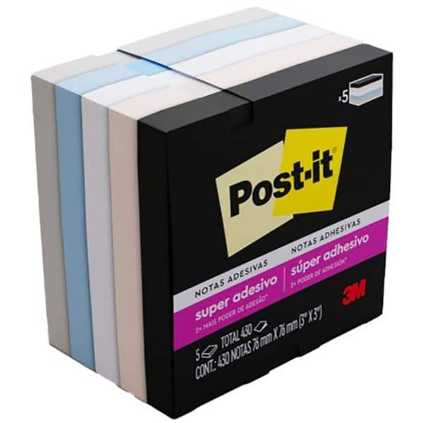 Bloco de Notas Adesivas Post-it Coleção Serenidade, 76 x 76mm, 450 folhas, 3M - BL 5 UN