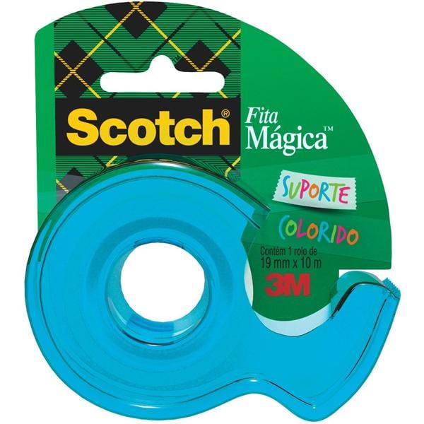 Fita Mágica Scotch Transparente 19mm x 10m com Suporte Azul, HB00478856, 3M - BT 1 UN