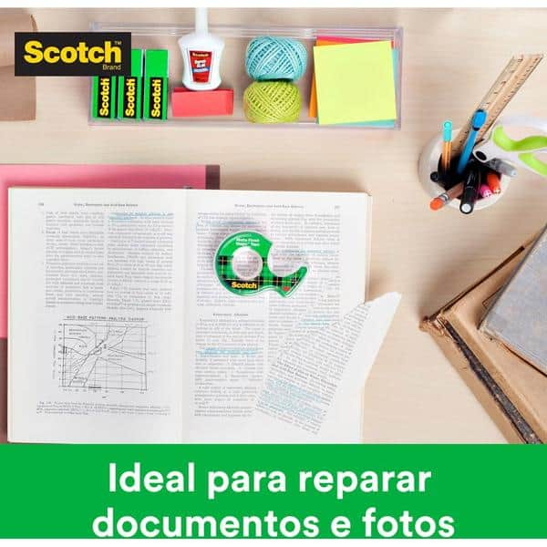 Fita Mágica Scotch com 2 Fitas, Transparente e Suporte, 12mm x 10m, 3M - BT 2 UN