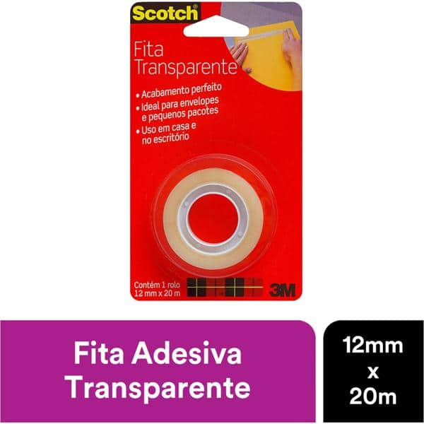 Fita Adesiva Scotch Transparente – 12 mm x 20 m - BT 1 UN