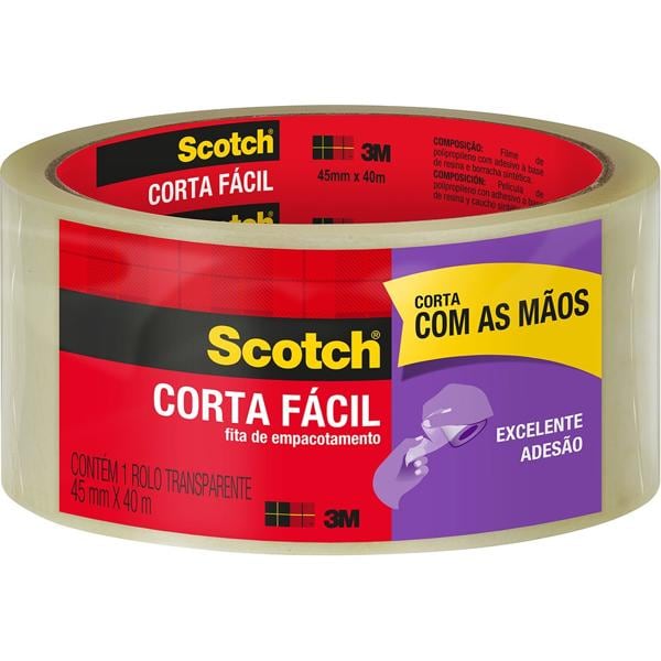 Fita de Empacotamento Scotch Corta Fácil - 45 mm x 40 m PT 1 UN