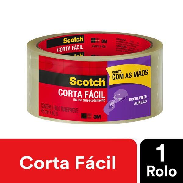 Fita de Empacotamento Scotch Corta Fácil - 45 mm x 40 m PT 1 UN