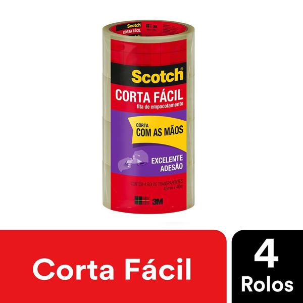 Fita de Empacotamento Scotch Corta Fácil – 45 mm x 40 m, 3M - PT 4 UN