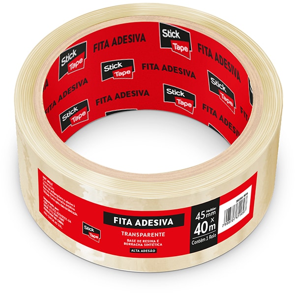 Fita Adesiva PP Transparente Hot melt, 45mm x 40m, Stick Tape - PT 1 UN