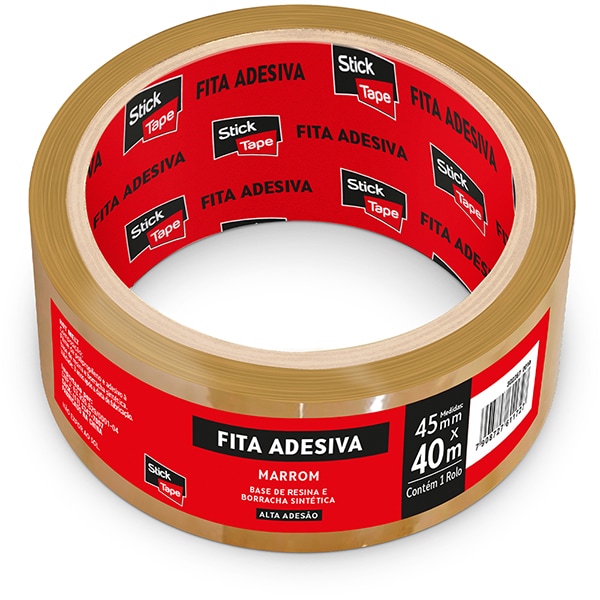 Fita Adesiva PP Marrom Hot melt, 45mm x 40m, Stick Tape - PT 1 UN