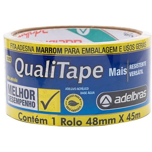 Fita para Embalagem e empacotamento, 48mmx45m, Marrom, Qualitape Adelbras - PT 1 UN