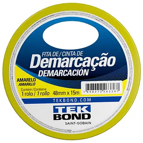 Fita adesiva para demarcação de solo, 48mm x 15m, Amarela, TekBond - RL 1 UN