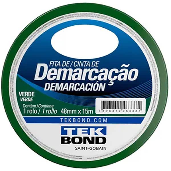 Fita adesiva para demarcação de solo, 48mm x 15m, Verde, TekBond - RL 1 UN