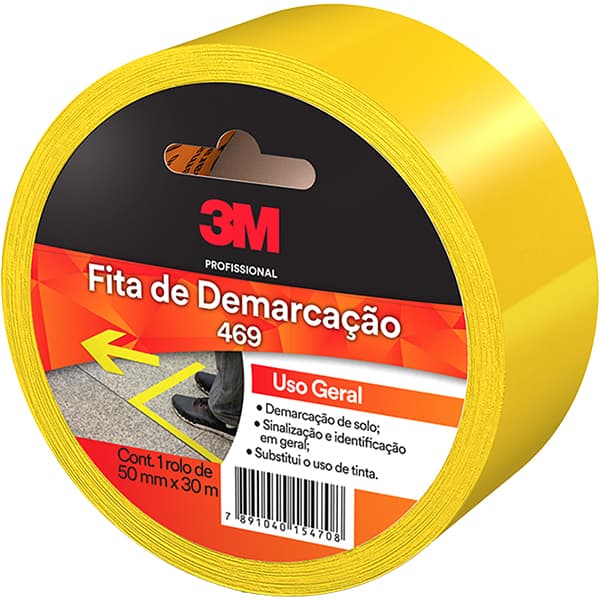 Fita adesiva demarcação solo, 50mm x 30m, Amarela, HB00453184, 3M - RL 1 UN