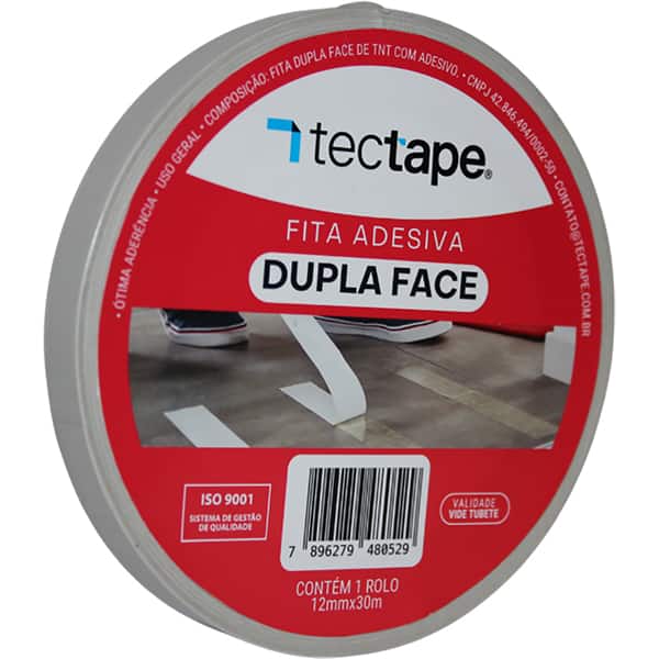 Fita adesiva PP 12mmx30m transparente não tecido Tectape RL 1 UN