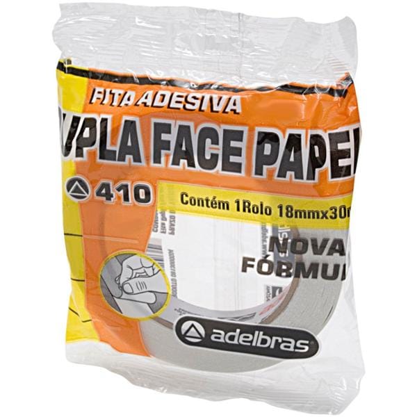 Fita adesiva dupla face, Papel, 18mmx30m, 0813000015, Adelbras - PT 1 UN