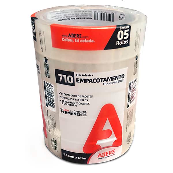 Fita adesiva PP, 24mm x 50m, 710, Adere - PT 5 UN Fita adesiva PP, 24mm x 50m, 710, Adere - PT 5 UN