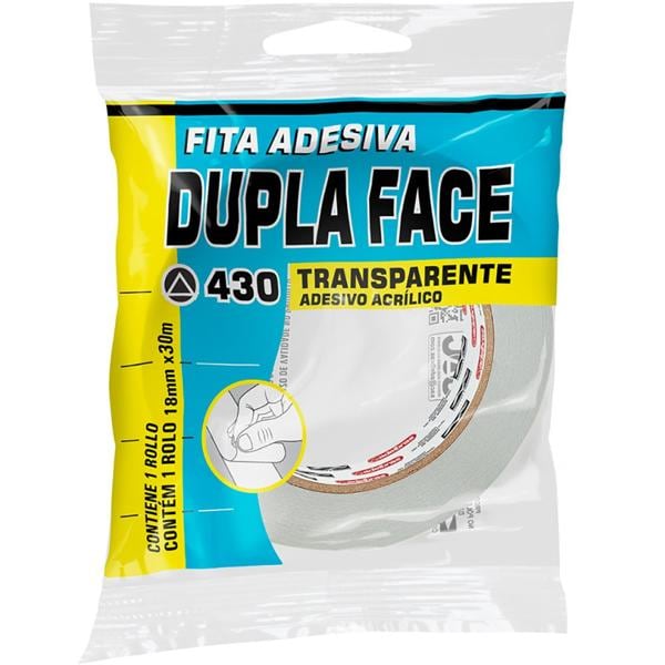 Fita Dupla Face transparente, 18mmx30m, Adelbras - BT 1 UN