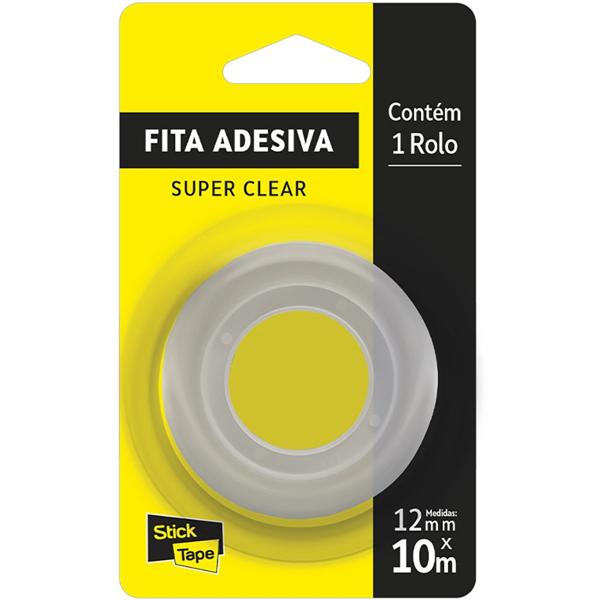 Fita Adesiva PP Transparente Super Clear, 12mm x 10m, Stick Tape - PT 1 UN