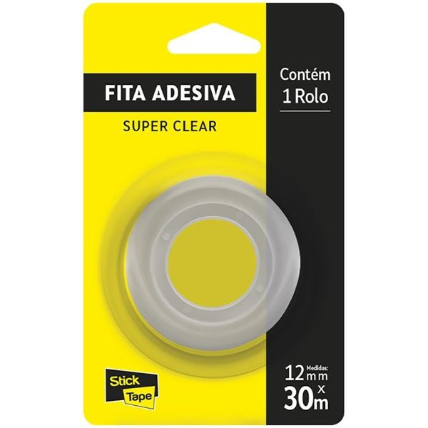 Fita Adesiva PP Transparente Super Clear, 12mm x 30m, Stick Tape - PT 1 UN