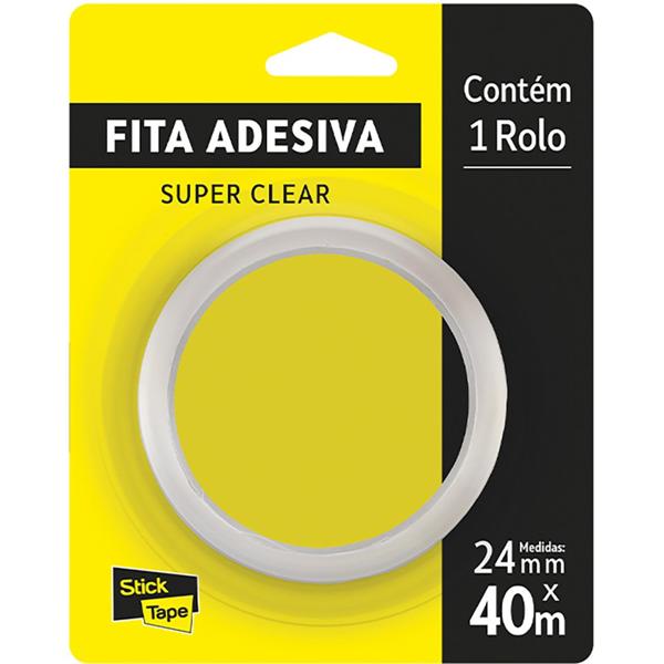 Fita Adesiva PP Transparente Super Clear, 24mm x 40m, Stick Tape - PT 1 UN