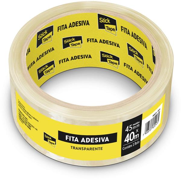 Fita Adesiva Transparente de Empacotamento, 45mm x 40m, Stick Tape - PT 1 UN