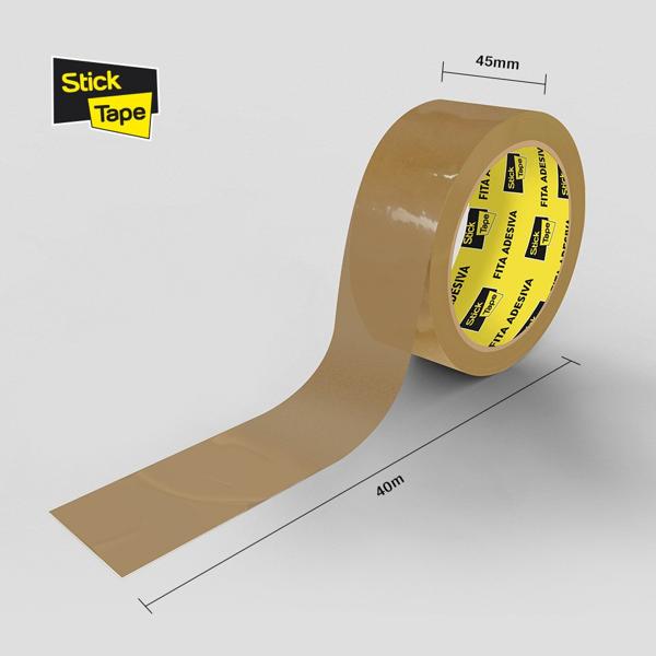 Fita Adesiva Marrom de Empacotamento, 45mm x 40m, Stick Tape - PT 1 UN