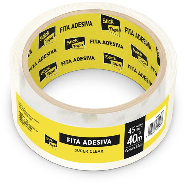 Fita Adesiva Transparente Super Clear de Empacotamento, 45mm x 40m, Stick Tape - PT 1 UN