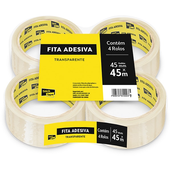 Fita Adesiva Transparente PP, 45mm x 45m, Stick Tape - PT 4 UN