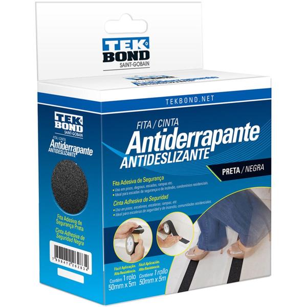 Fita adesiva antiderrapante preta 50mmx5mts TekBond UN 1 UN