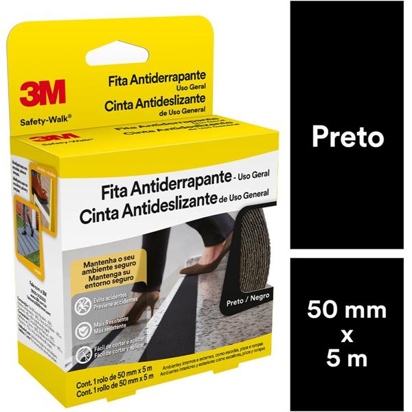 Fita Antiderrapante 3M Safety-Walk Preta - 50 mm x 5 m - PT 1 UN