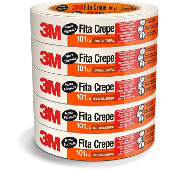 Fita Crepe 3M 101LA - 24 mm x 50 m - PT 5 UN