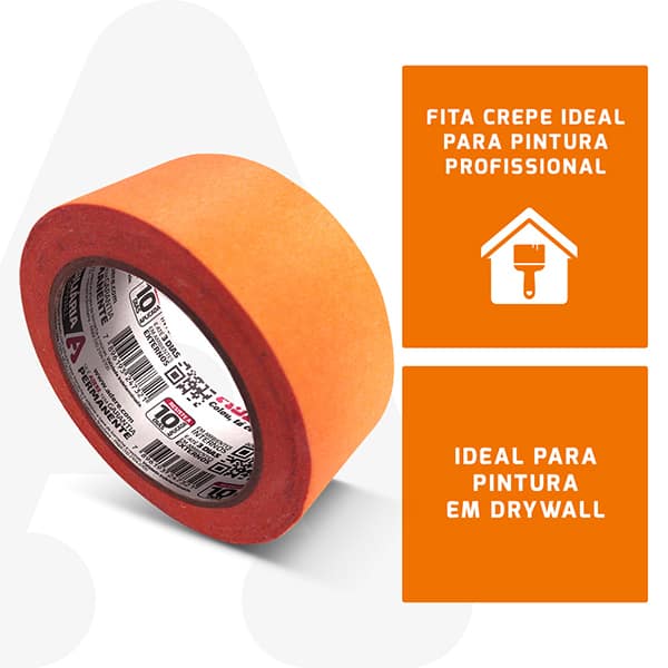 Fita crepe 45mm x 50m, Laranja, A128RLS, Adere - PT 1 UN