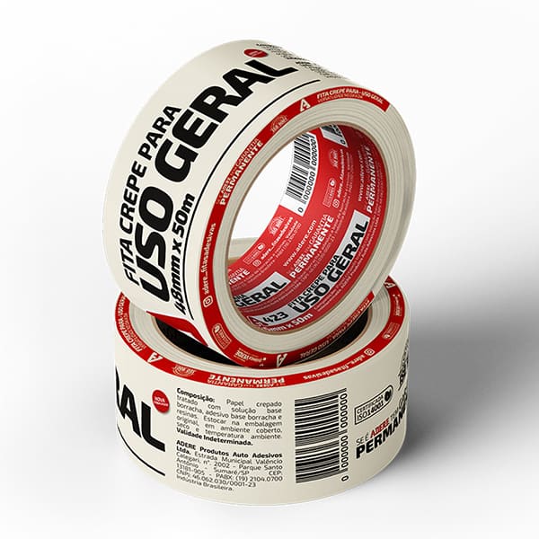 Fita crepe para uso geral, 48mm x 50m, Branca, 423S, Adere - PT 1 UN