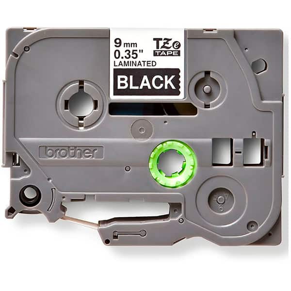 Fita para rotulador Brother, TZE, 9mm x 8m, Branca, em fundo Preto, TZE325, Brother - CX 1 UN