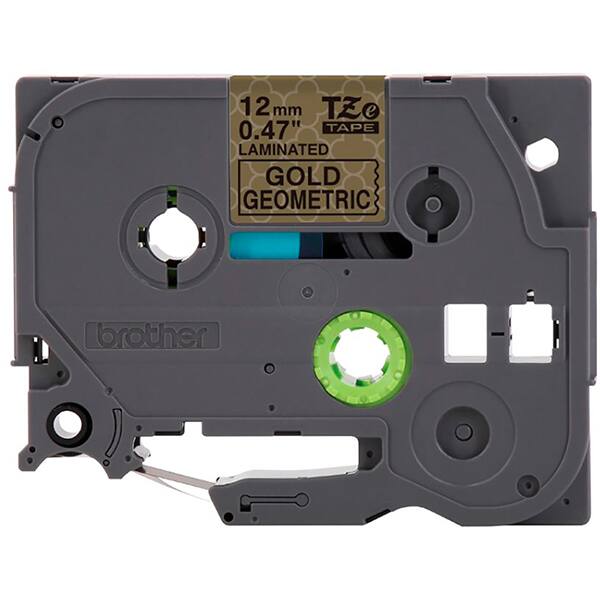 Fita para rotulador Brother 12mm, Preto com fundo dourado, Decor, Laminada, TZEMPGG31, Brother - CX 1 UN Fita para rotulador Brother 12mm, Preto com fundo dourado, Decor, Laminada, TZEMPGG31, Brother - CX 1 UN