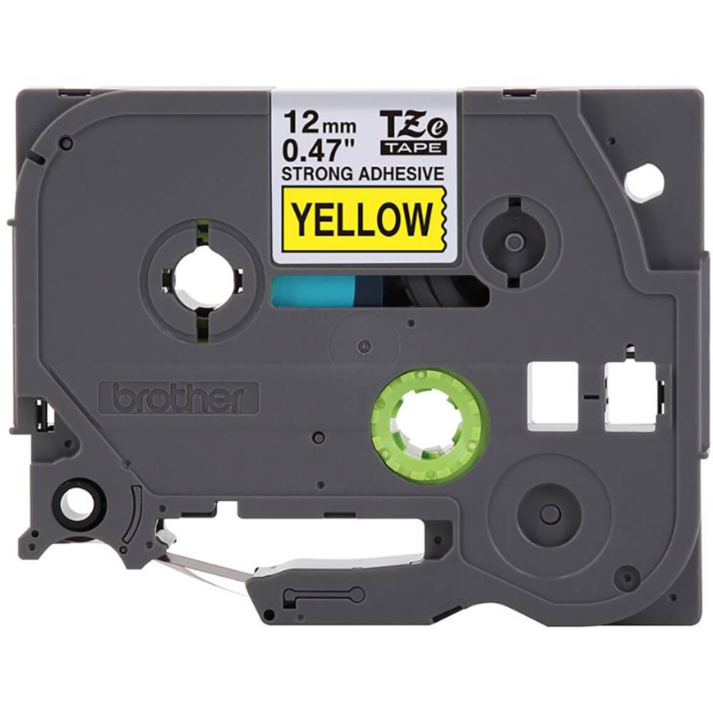 Fita para rotulador Brother 12mm super cola, Preto com fundo amarelo, TZES631, Brother CX 1 UN