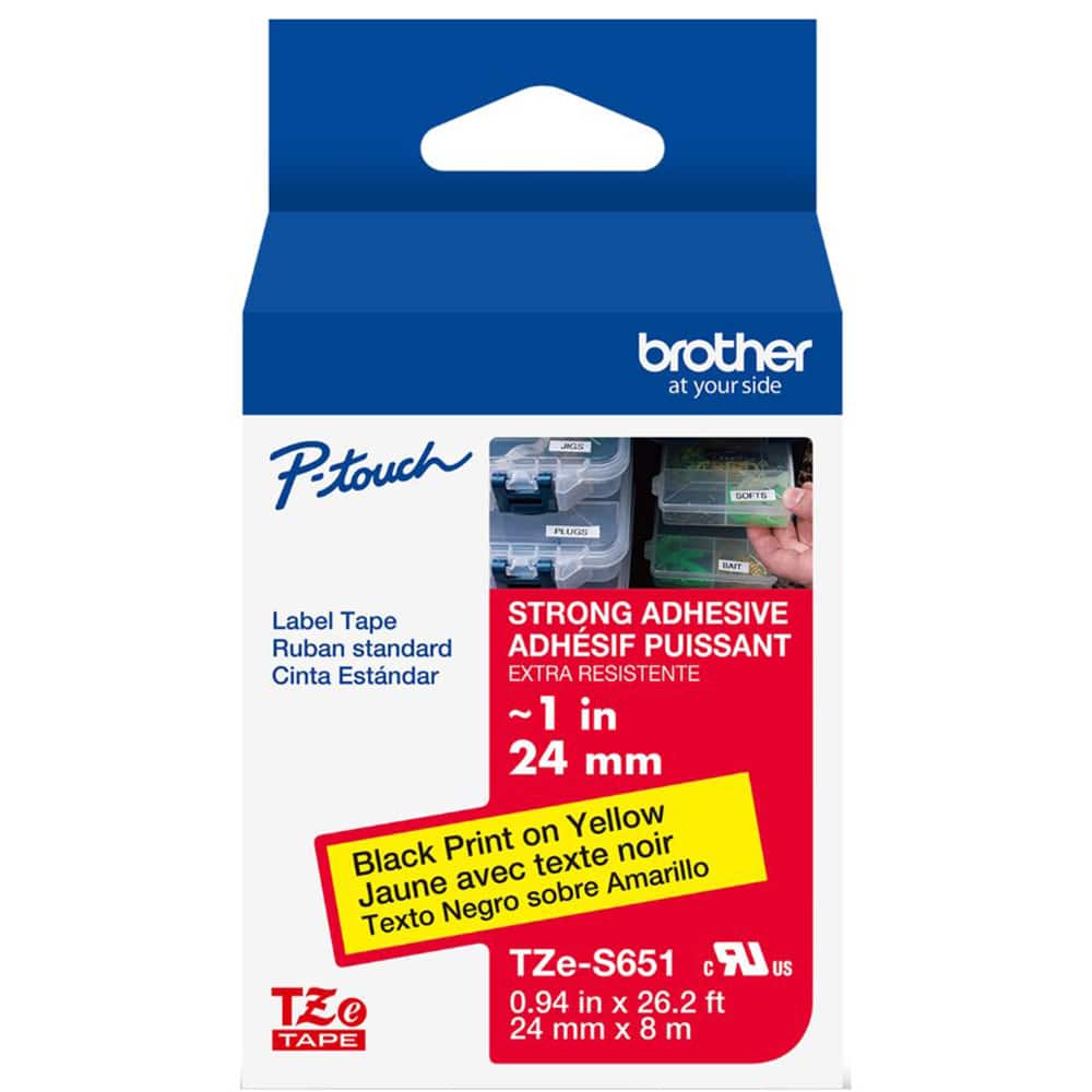Fita para rotulador Brother, 24mm x 8m, Amarelo, Escrita preta, TZES651, Brother - CX 1 UN