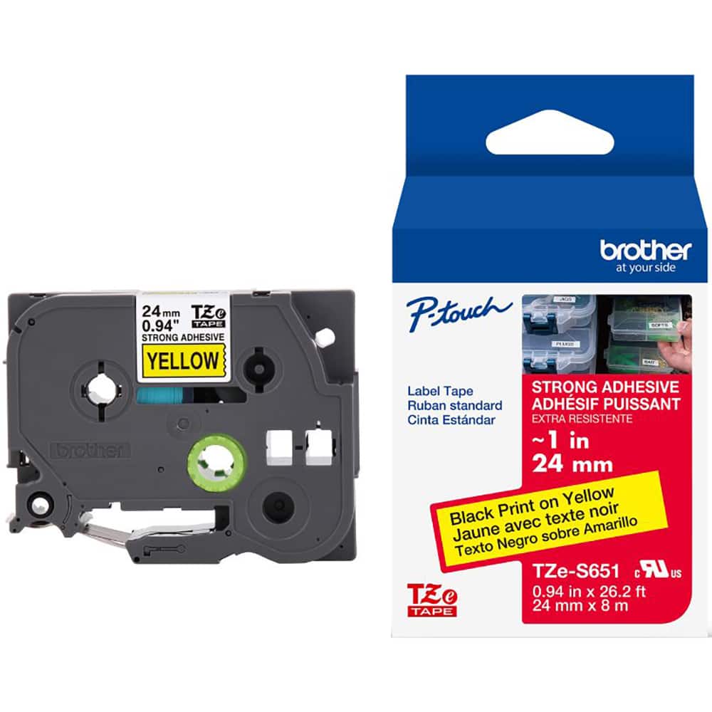Fita para rotulador Brother, 24mm x 8m, Amarelo, Escrita preta, TZES651, Brother - CX 1 UN