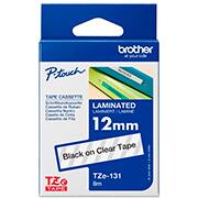 Fita para rotulador Brother Tze, 12mm x 8m, Preto/Transparente, TZE131, Brother - BT 1 UN Fita para rotulador Brother Tze, 12mm x 8m, Preto/Transparente, TZE131, Brother - BT 1 UN