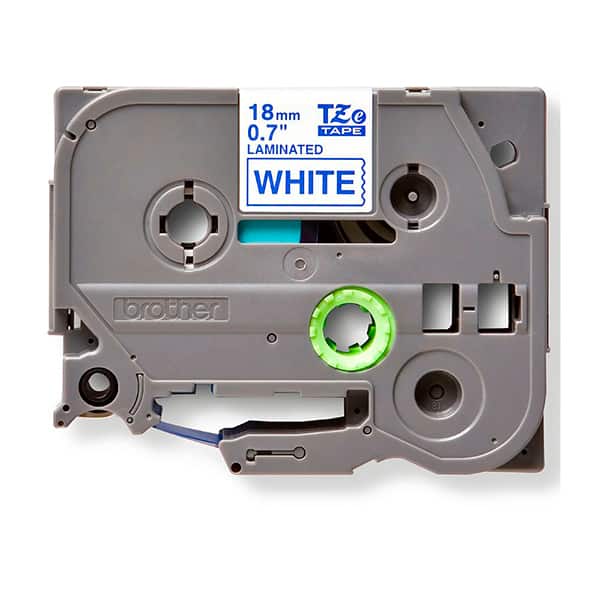 Fita para rotulador Brother 18mm, Azul com fundo branco, Laminada, TZE243, Brother - CX 1 UN