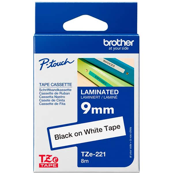 Fita p/rotulador Brother 9mm super cola pt/br TZE221 Brother BT 1 UN