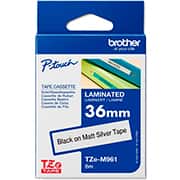 Fita para rotulador Brother TZE, 36mm x 8m, Branca, Escrita preta, TZESM961, Brother - BT 1 UN
