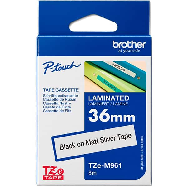 Fita para rotulador Brother TZE, 36mm x 8m, Branca, Escrita preta, TZESM961, Brother - BT 1 UN