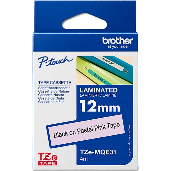Fita para rotulador Brother, 12mm x 4m, Rosa Pastel, Escrita preta, TZEMQE31, Brother - BT 1 UN