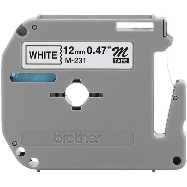 Fita para rotulador Brother, 12mm x 8m, Branca, Escrita preta, M231, Brother - BT 1 UN