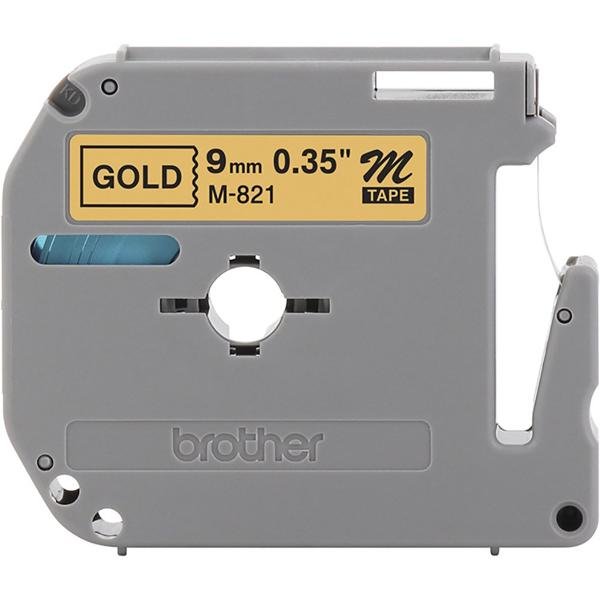 Fita para rotulador Brother, 9mm x 8m, Dourada, Escrita preta, M821, Brother - BT 1 UN