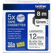 Fita para rotulador Brother TZE, 12mm x 8m, Preta, Escrita branca plástica laminada, com 05 fitas, TZe-231M5, Brother - CX 1 UN Fita para rotulador Brother TZE, 12mm x 8m, Preta, Escrita branca plástica laminada, com 05 fitas, TZe-231M5, Brother - CX 1 UN