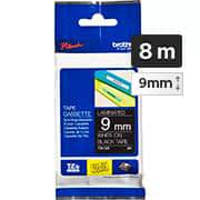 Fita para rotulador Brother TZE, 9mm x 8m, Preta, Escrita branca plástica, TZE325, Brother - CX 1 UN