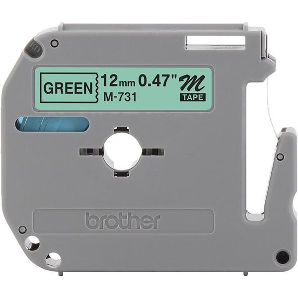 Fita para rotulador Brother, 12mm x 8m, Verde , Escrita preta, M731, Brother - BT 1 UN
