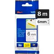 Fita para rotulador Brother TZE, 6mm x 8m, Branca, Escrita preta, com supercola, TZe211, Brother - BT 1 UN