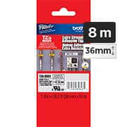Fita para rotulador Brother Tze, 36mm x 8m, Prata fosco, Escrita preta, Super cola, TzeS961, Brother - BT 1 UN