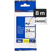 Fita para rotulador Brother TZe, 24mm x 8m, Branca escrita preta plástica laminada flexível, TZeFX251, Brother - BT 1 UN