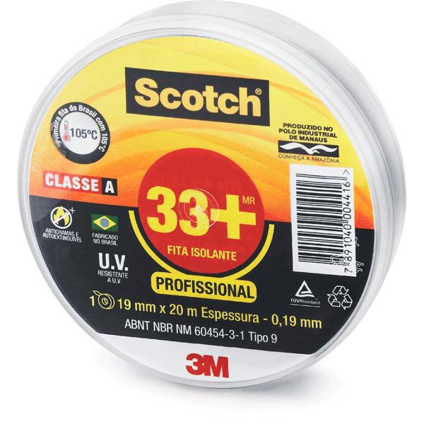 Fita Isolante 3M Scotch 33+ - 19 mm x 20 m - PT 1 UN