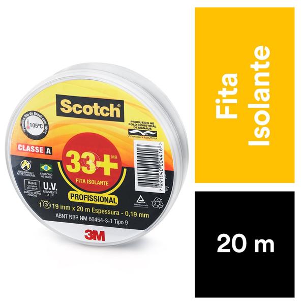 Fita Isolante 3M Scotch 33+ - 19 mm x 20 m - PT 1 UN